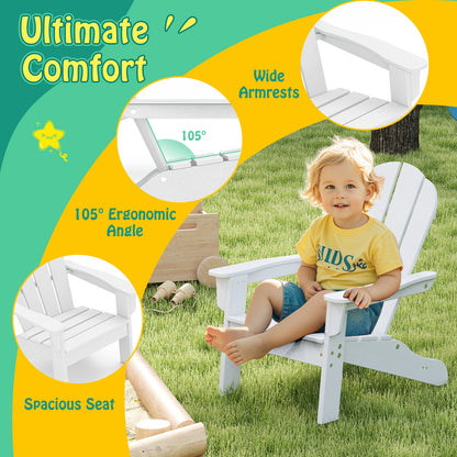 All-Weather HDPE Kid's Adirondack Chair with with High Backrest and Armrests-White