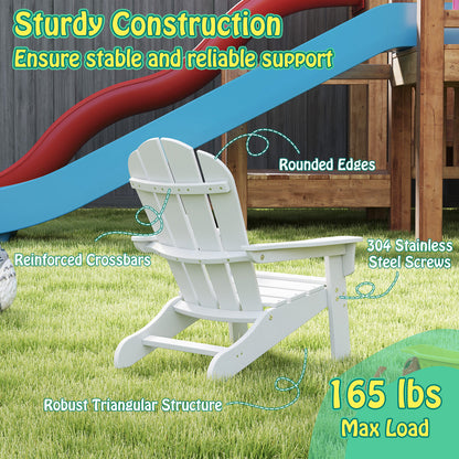 All-Weather HDPE Kid's Adirondack Chair with with High Backrest and Armrests-White