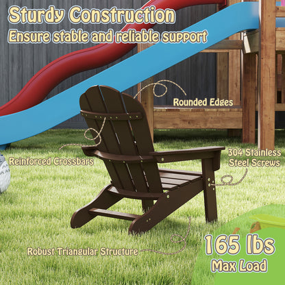 All-Weather HDPE Kid's Adirondack Chair with with High Backrest and Armrests-Brown