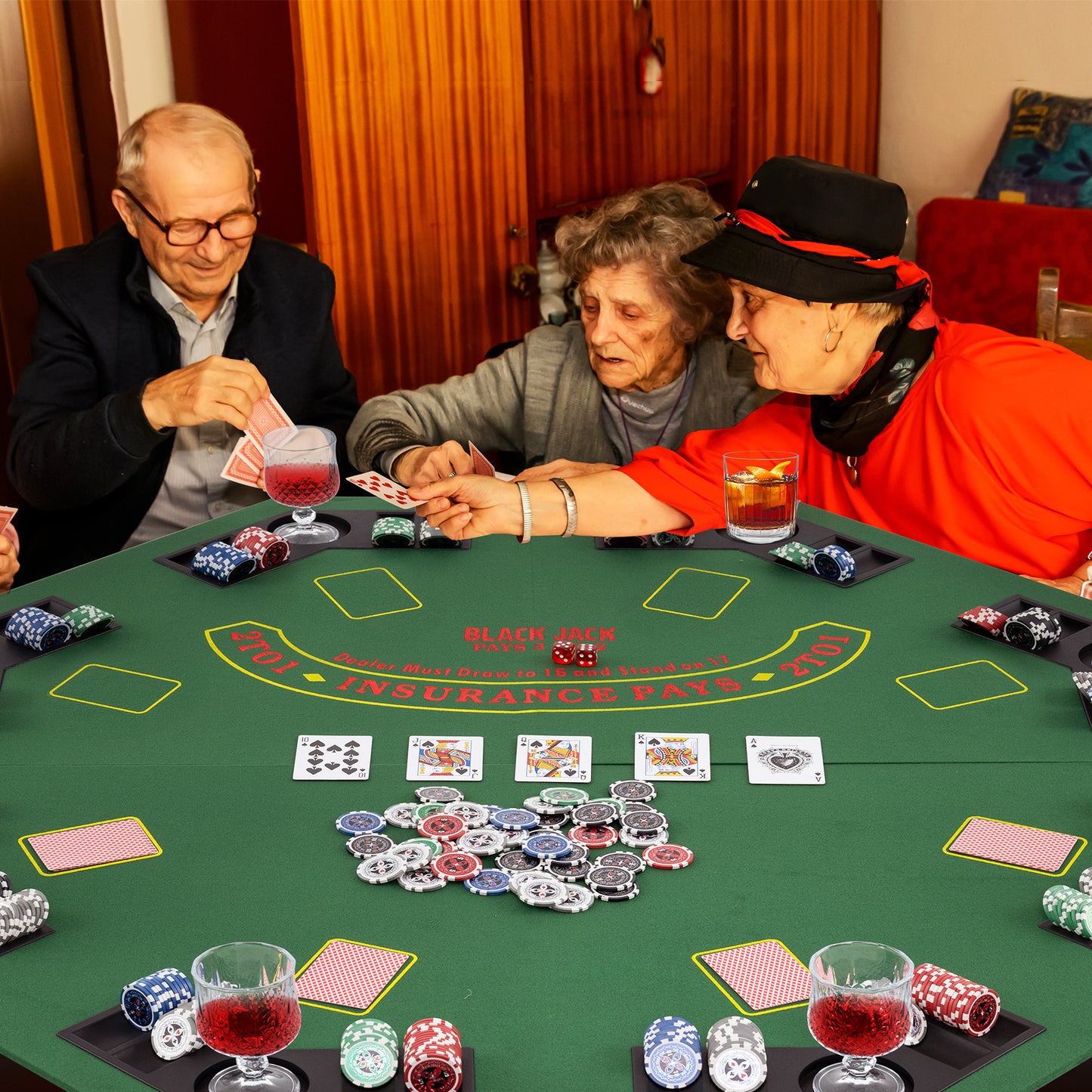 48 Inch 8-Player Foldable Poker Table Top with Carrying Bag and Cup Holders-Green Kids Crystal