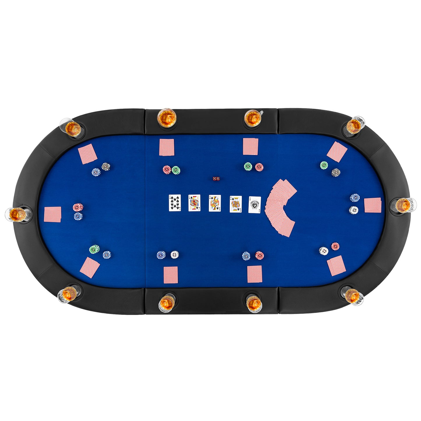 Portable 84 x 42 Inch 10-Player Foldable Padded Poker Table Top-Blue Kids Crystal