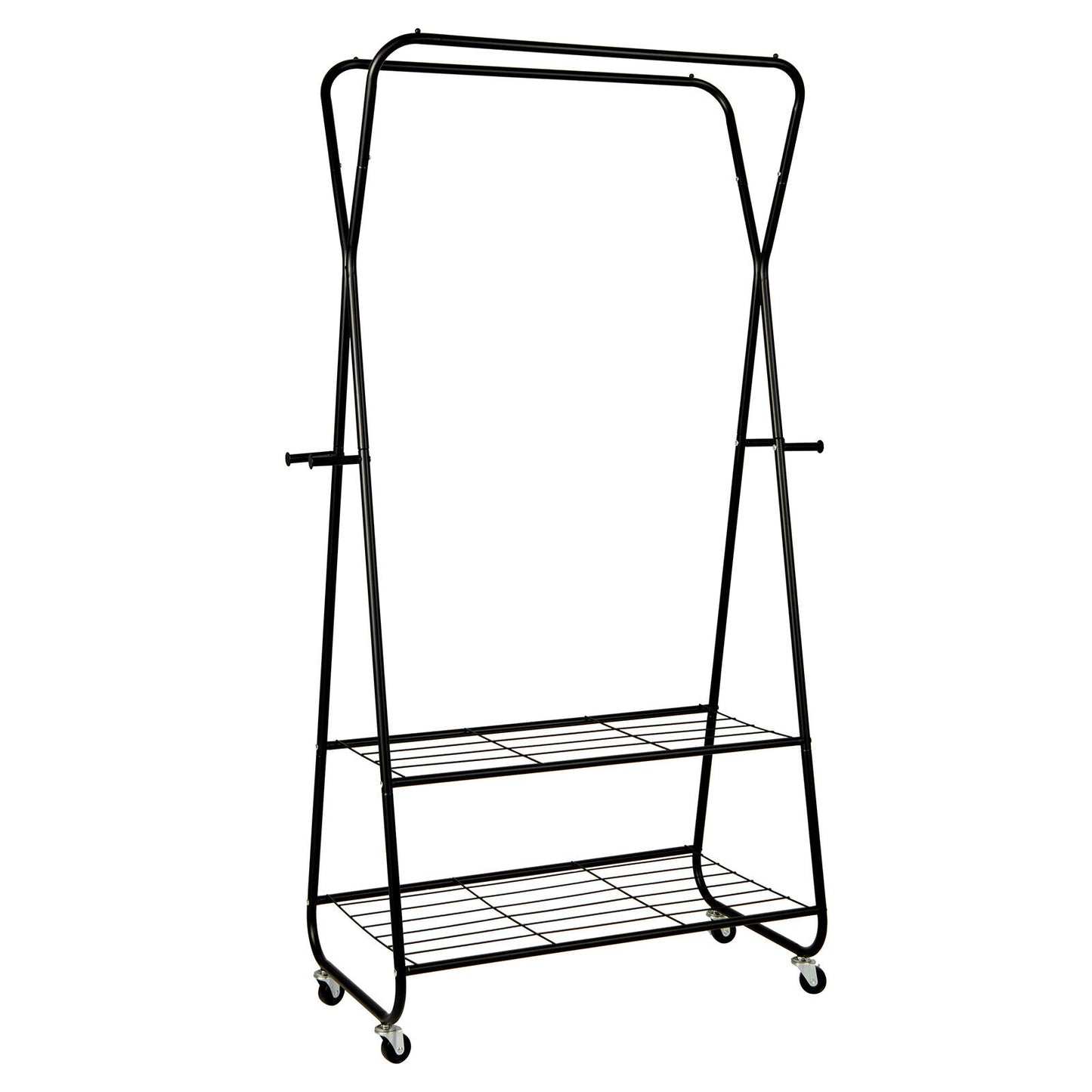 Heavy Duty Clothes Rack on Wheels with Shelves-Black Kids Crystal