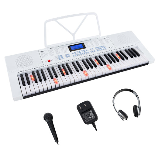 61-Key Electric Piano Keyboard for Beginner-White Kids Crystal