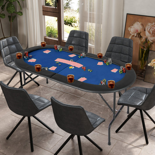 8 Players Texas Holdem Foldable Poker Table-Blue Kids Crystal