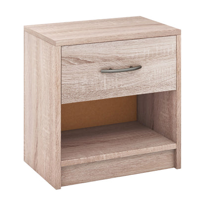 Bedside Table Nightstand with Drawer and Open Storage Shelf-Natural