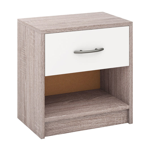 Bedside Table Nightstand with Drawer and Open Storage Shelf-Light Gray Kids Crystal