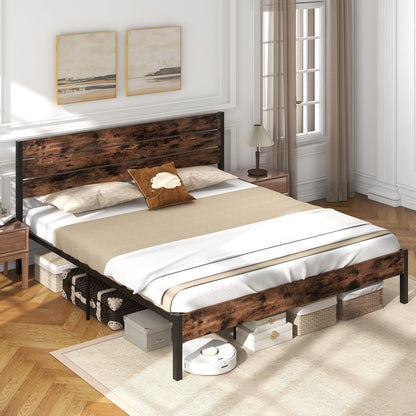 Full/King/Queen/Twin Size Bed Frame with High Headboard and Mute Bar-King Size