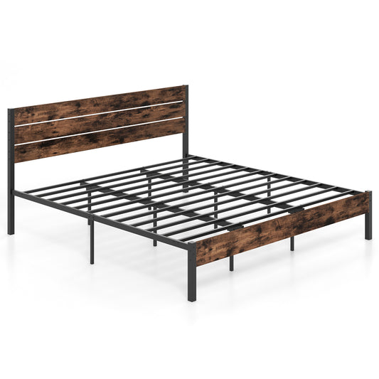 Full/King/Queen/Twin Size Bed Frame with High Headboard and Mute Bar-King Size Kids Crystal