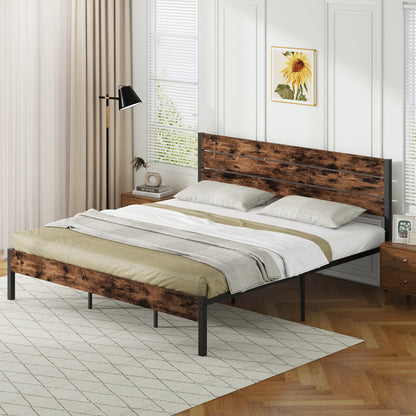 Full/King/Queen/Twin Size Bed Frame with High Headboard and Mute Bar-King Size