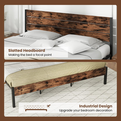 Full/King/Queen/Twin Size Bed Frame with High Headboard and Mute Bar-King Size