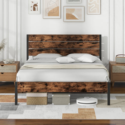 Full/King/Queen/Twin Size Bed Frame with High Headboard and Mute Bar-Queen Size