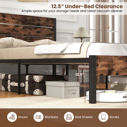 Full/King/Queen/Twin Size Bed Frame with High Headboard and Mute Bar-Queen Size