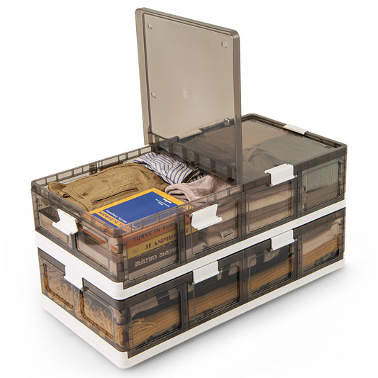 2 Pack Stackable Storage Containers Rolling Plastic Storage Bins Kids Crystal