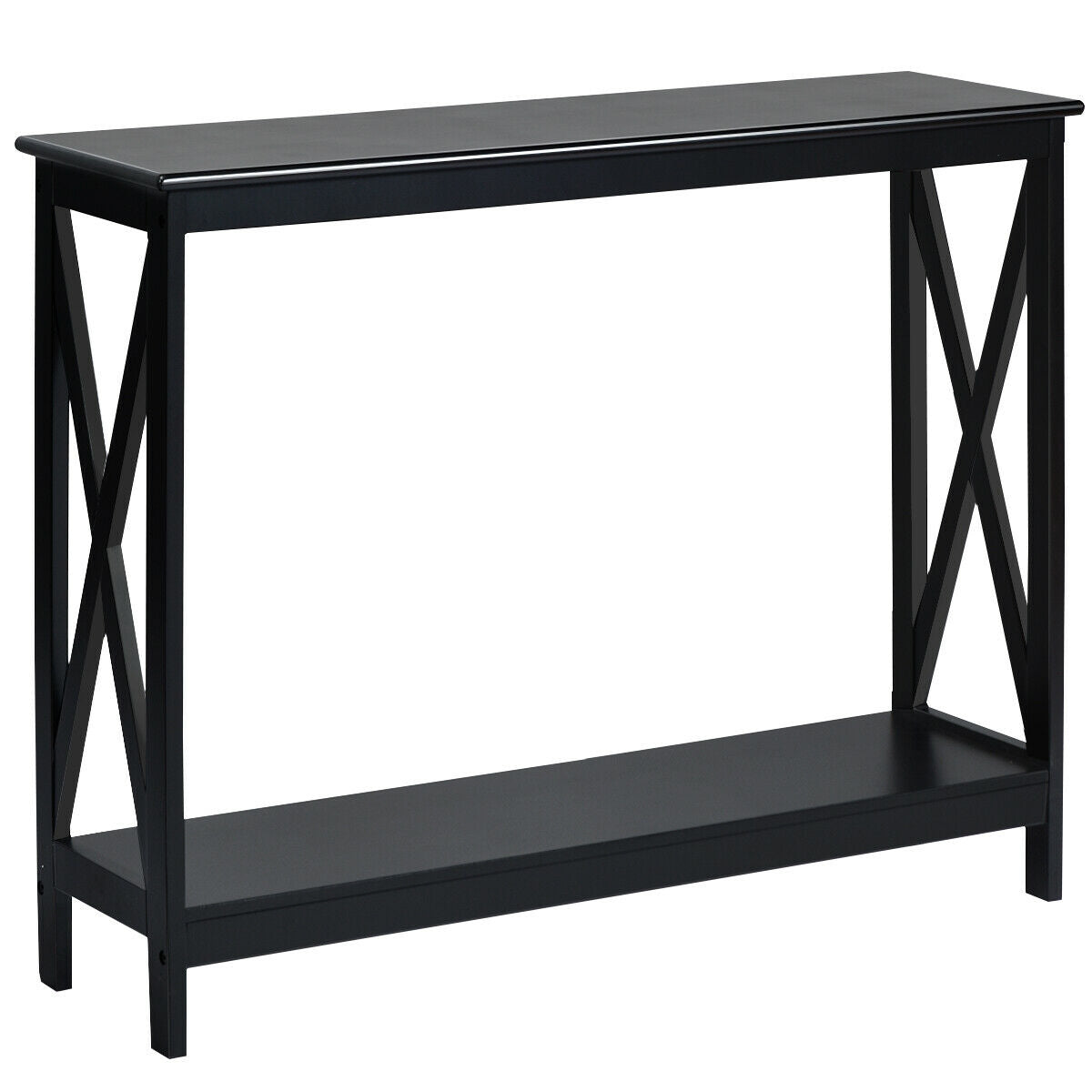 2-Tier Console X-Design Sofa Side Accent Table-Black Kids Crystal
