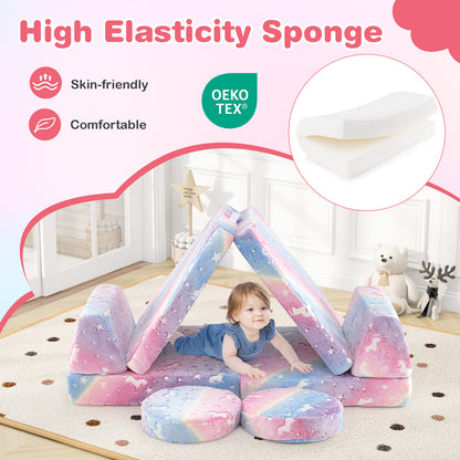 Modular Kids Play Couch Set Glow in the Dark with Portable Handles-Color