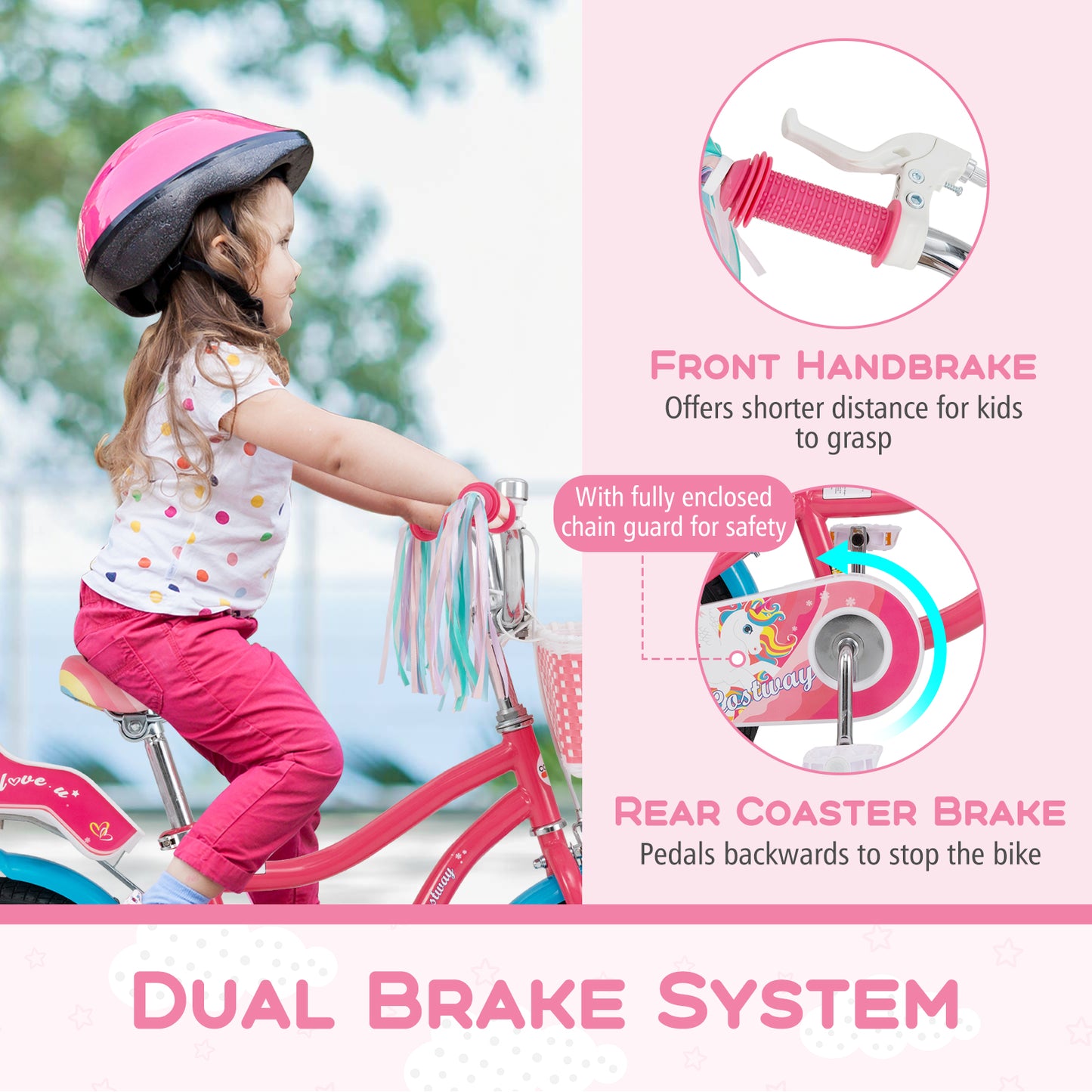 14 Inch Girls Bike for 3-5 Years Old Kids Bike with Doll Seat and Training Wheels-14 inches Kids Crystal
