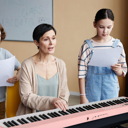 88 Key Foldable Electric Keyboard Piano with Wireless MIDI and Dual Speakers-Pink