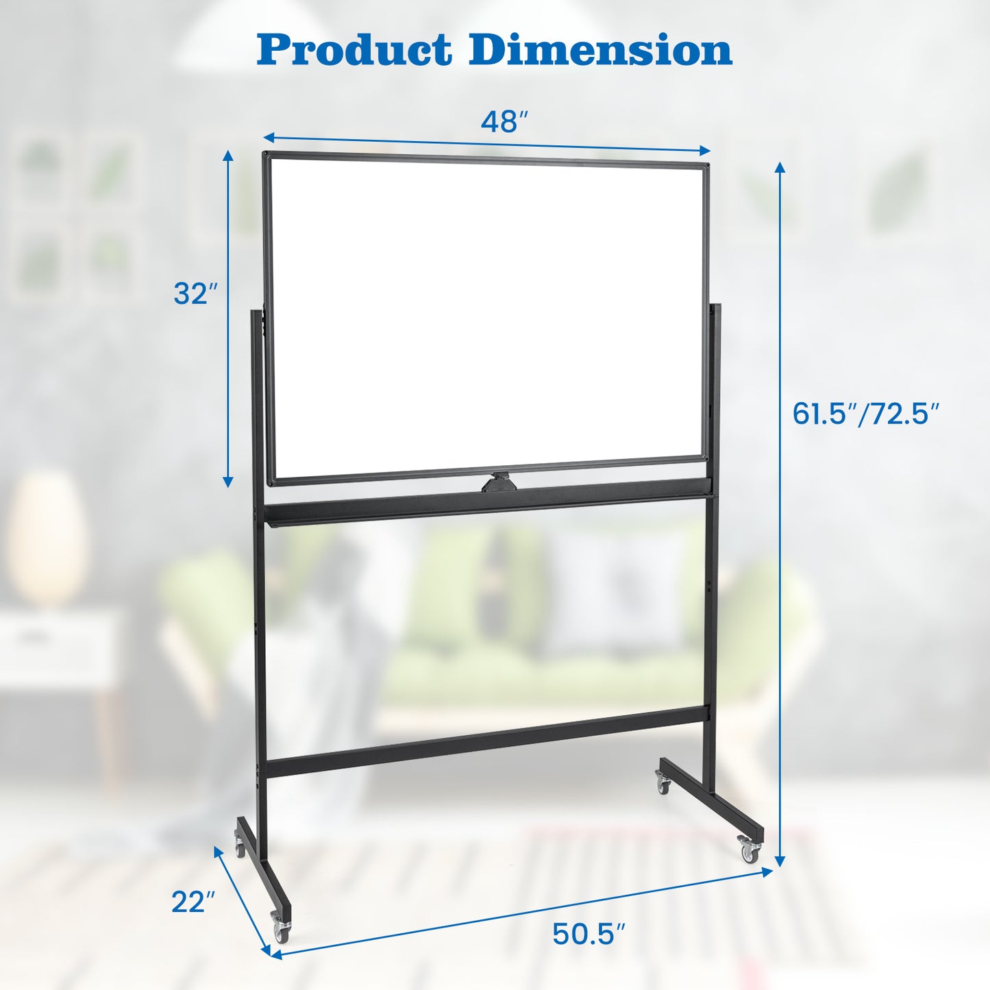 32 x 47 Inch Portable Rolling White Board-Black Kids Crystal