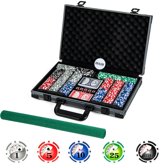 Texas Holdem Poker Chip Set Casino Poker Chips with 400 Pieces Chips-Black Kids Crystal