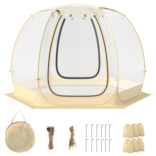 11 x 11 Feet Clear Dome Pop up Bubble Tent with Carrying Bag for 6-10 People-Beige Kids Crystal