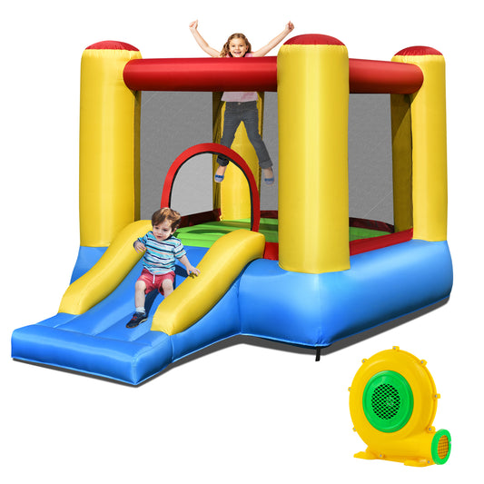 Kids Inflatable Bounce House with Slide and 480W blower Kids Crystal