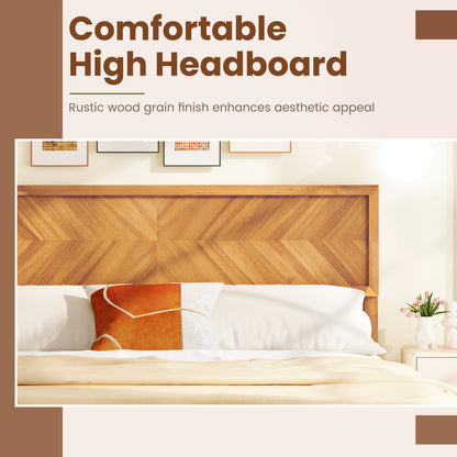 Twin/Full/Queen Size Bed Frame with Headboard and Storage Space-Queen Size