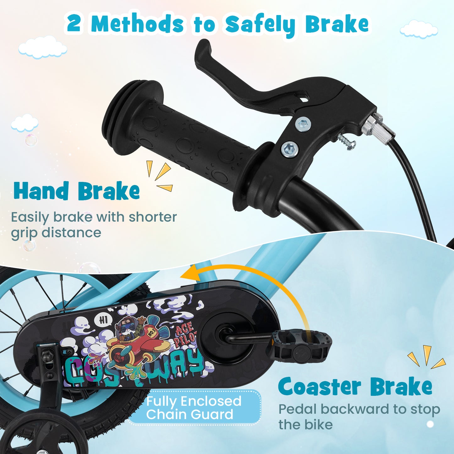 14 Inch Kids Bike with Adjustable Handlebar and Saddle for 3-5 Years Old-14 inches Kids Crystal