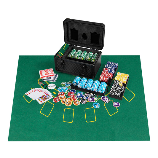 Casino Poker Chips with 600 Pieces Chips Texas Holdem Poker Chip Set-Black Kids Crystal