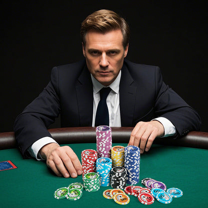 Casino Poker Chips with 600 Pieces Chips Texas Holdem Poker Chip Set-Black