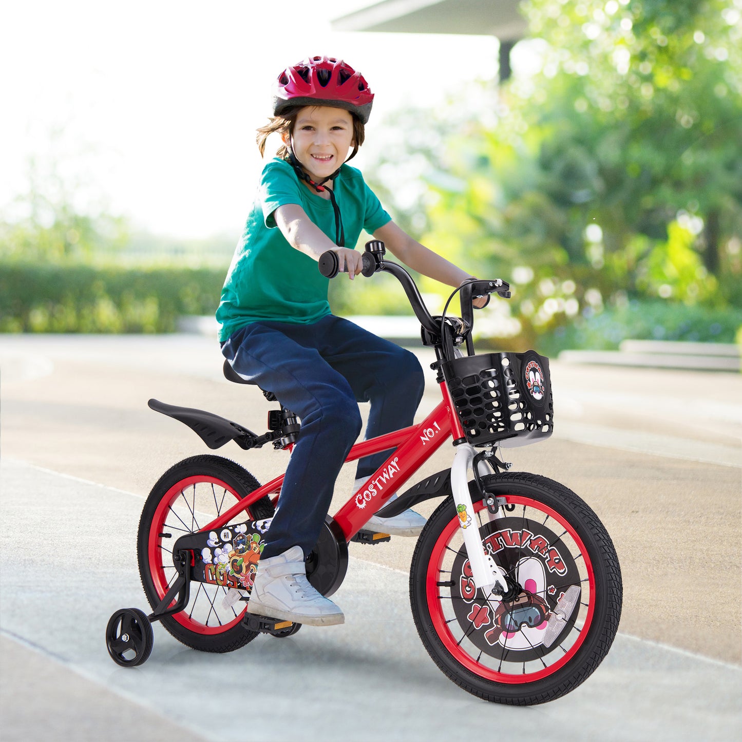 16 Inch Kids Bike Adjustable with Storage Basket and Double Brake for 4-8 Years Old-16 inches Kids Crystal