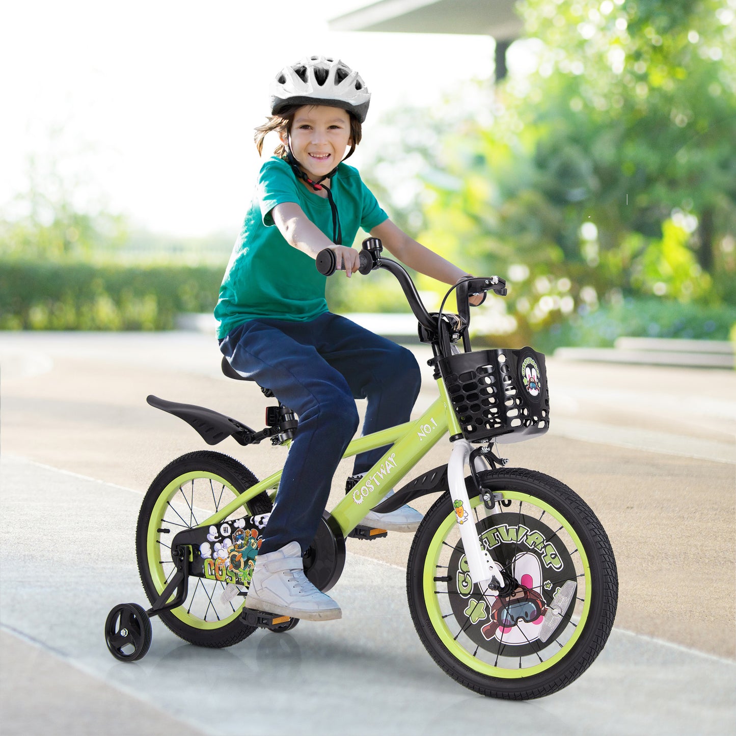 16 Inch Kids Bike Adjustable with Detachable Training Wheels for 4-8 Years Old-16 inches Kids Crystal