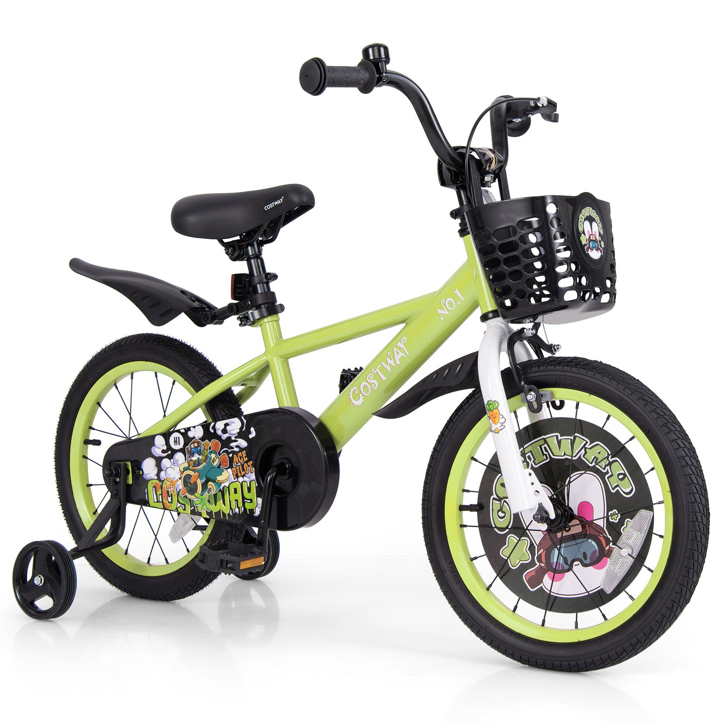 16 Inch Kids Bike Adjustable with Detachable Training Wheels for 4-8 Years Old-16 inches Kids Crystal