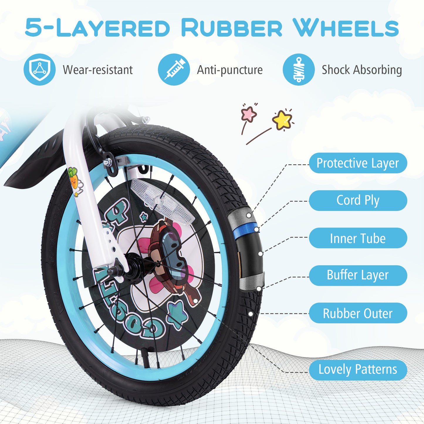 16 Inch Kids Bike with Adjustable Handlebar and Saddle for 4-8 Years Old-16 inches Kids Crystal