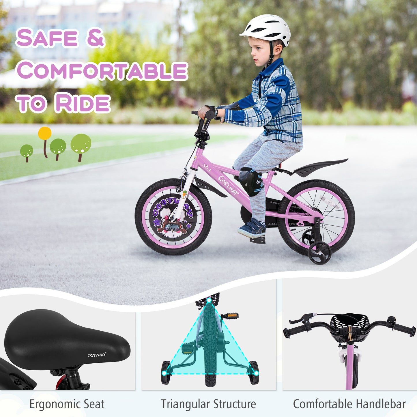 16 Inch Kids Bike for 4-8 Years Old Sport Bicycle with Adjustable Handlebar and Saddle-16 inches Kids Crystal