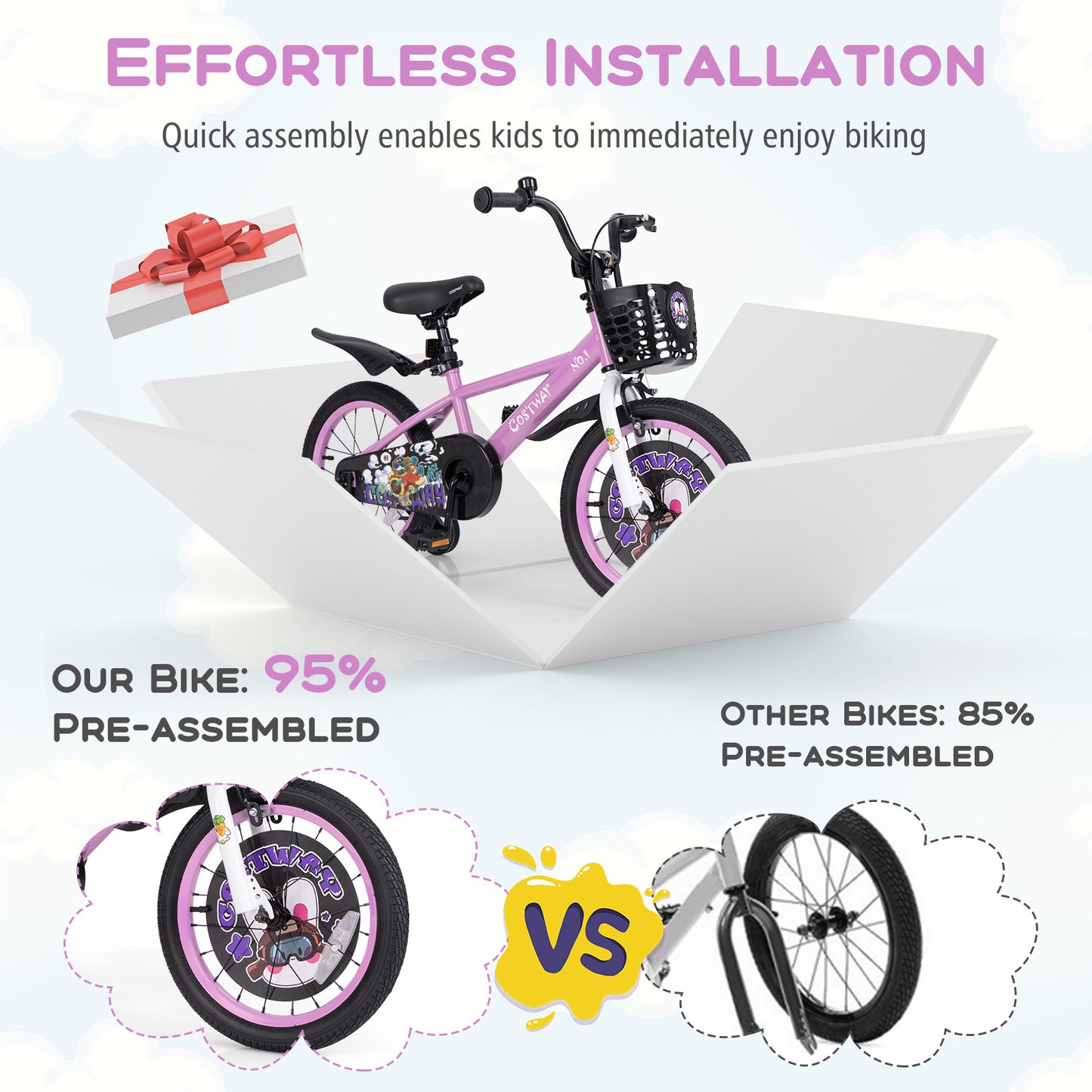 16 Inch Kids Bike for 4-8 Years Old Sport Bicycle with Adjustable Handlebar and Saddle-16 inches Kids Crystal