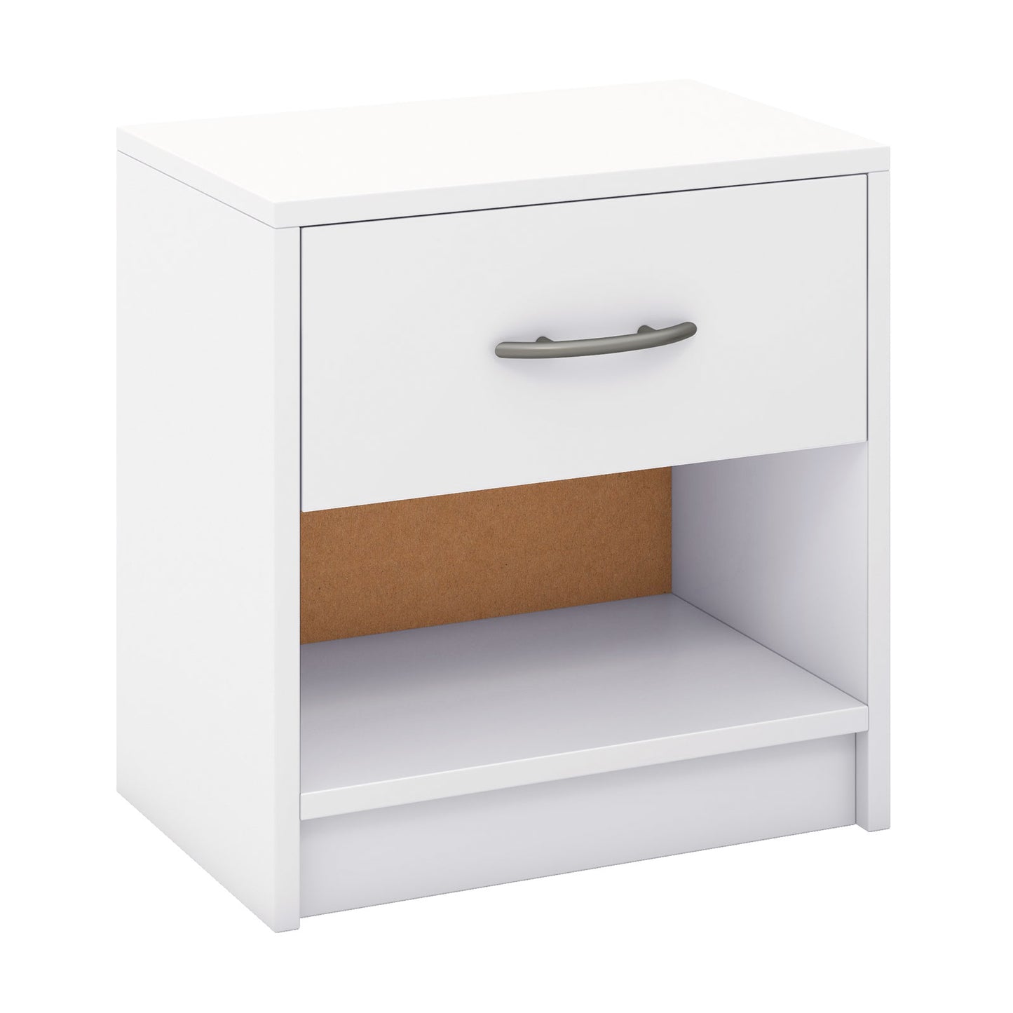 Bedside Table Nightstand with Drawer and Open Storage Shelf-White Kids Crystal