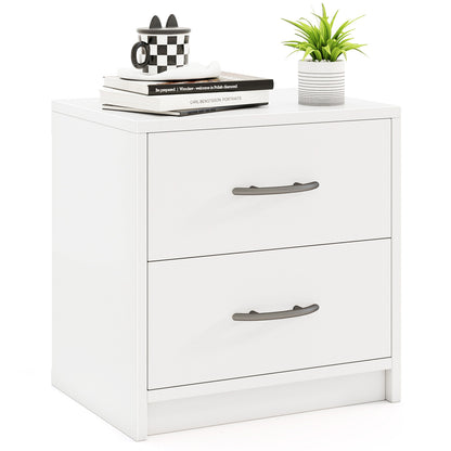 2 Drawer Nightstand with Storage for Living Room-White
