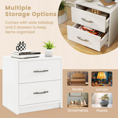 2 Drawer Nightstand with Storage for Living Room-White