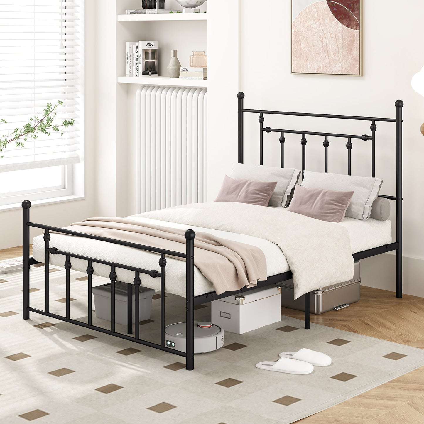 Full/Queen/Twin Size Heavy-duty Metal Bed Frame with Headboard-Full Size Kids Crystal