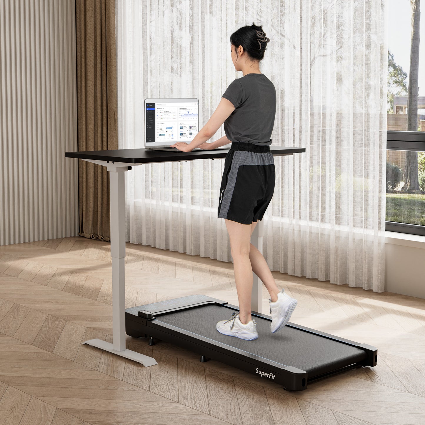 Walking Pad with 300 lbs Weight Capacity and Remote Control for Home-Black Kids Crystal