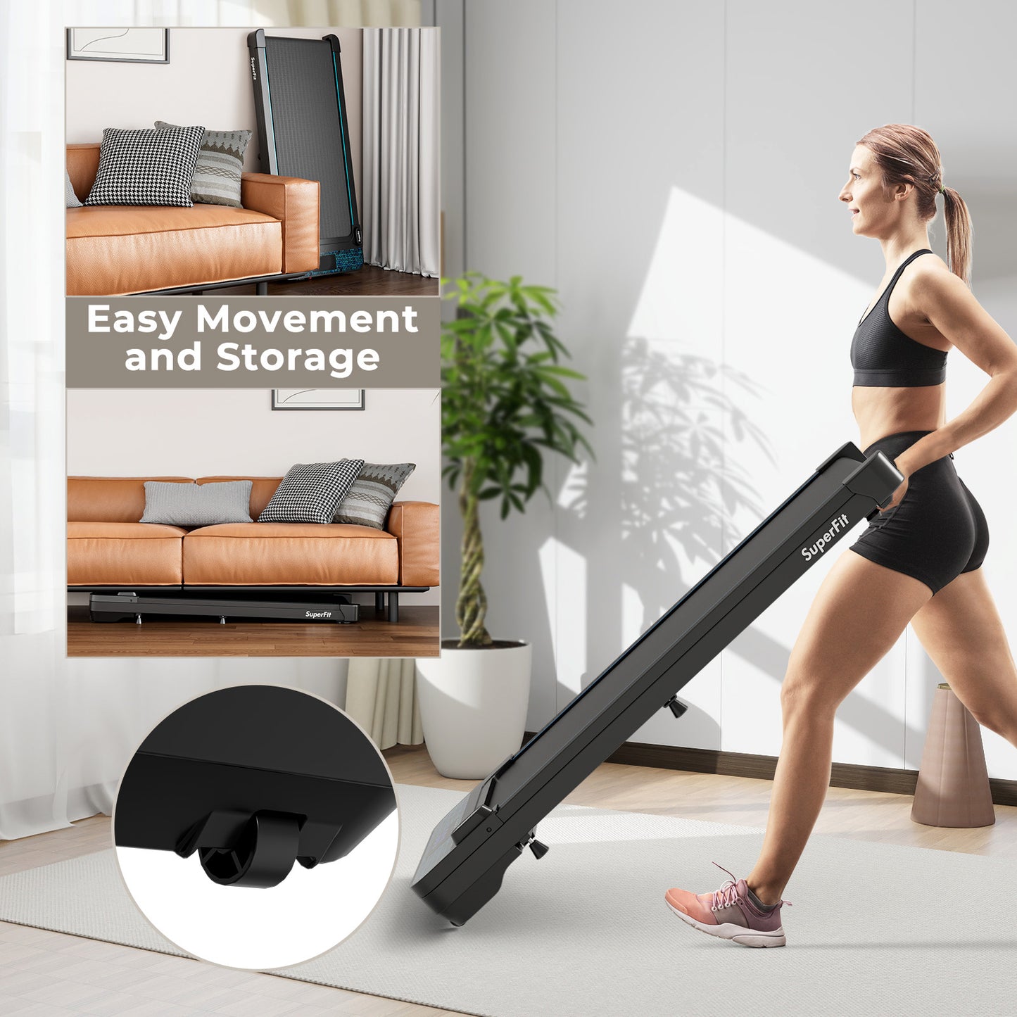 Walking Pad with 300 lbs Weight Capacity and Remote Control for Home-Black Kids Crystal