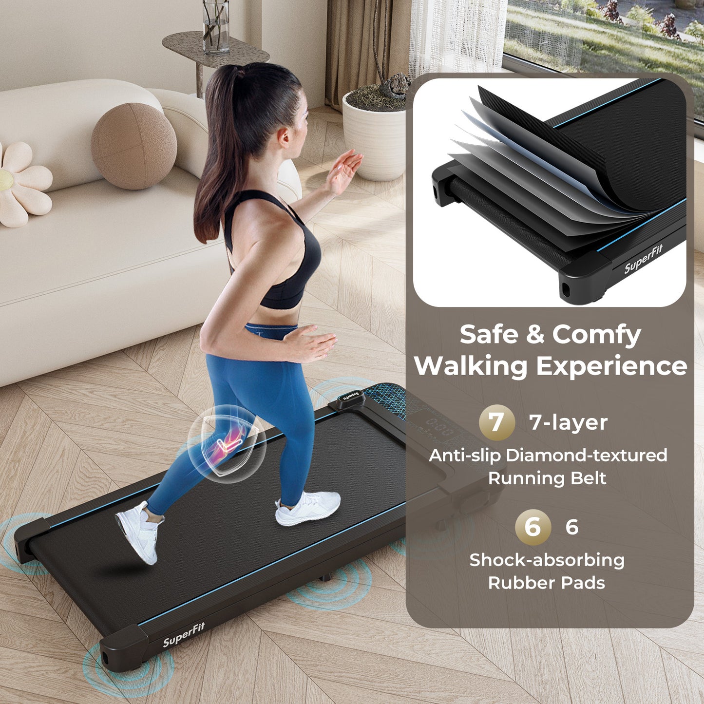 Walking Pad with 300 lbs Weight Capacity and Remote Control for Home-Black Kids Crystal
