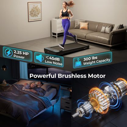 Walking Pad with 300 lbs Weight Capacity and Remote Control for Home-Black