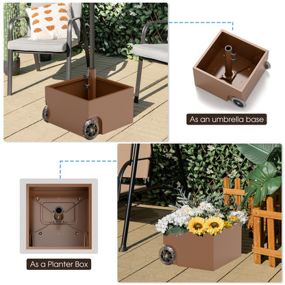 150 Pounds Patio Umbrella Base Stand Wheels Planter Outdoor-Coffee