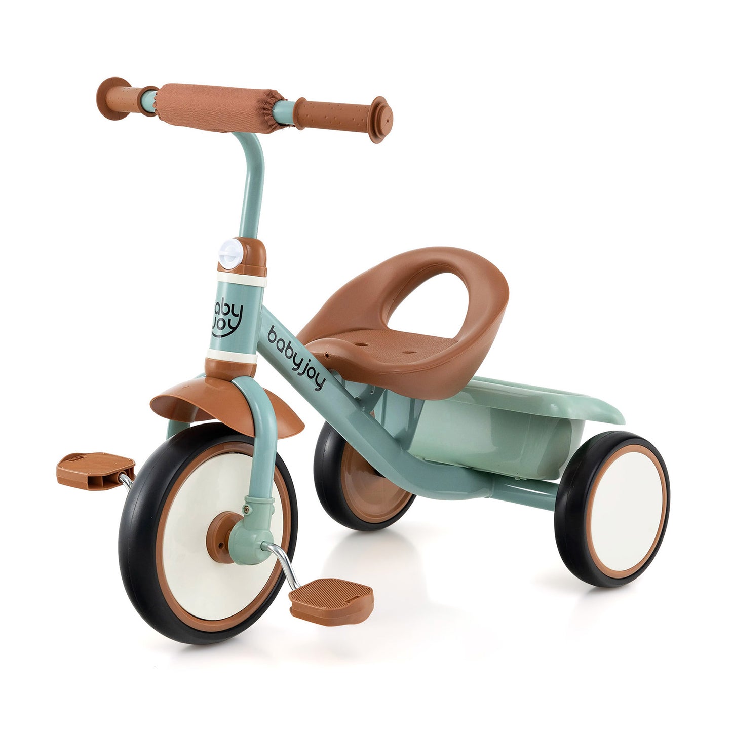 Toddler Tricycle Kids Trike with Adjustable Seat and Basket Aged 3-5 Years Old-Green Kids Crystal