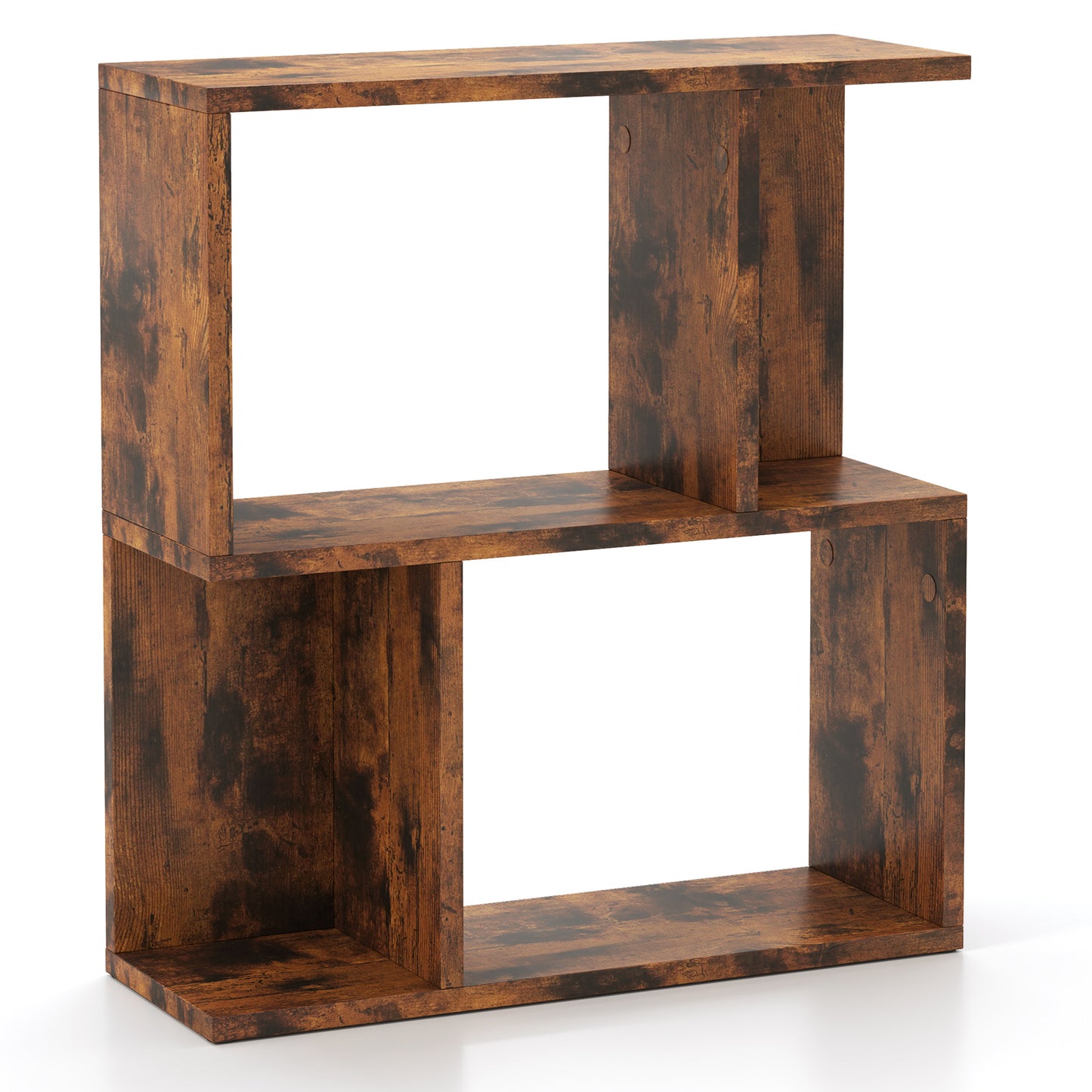 3-Tier Bookshelf with Display Shelf for Small Space-Rustic Brown Kids Crystal