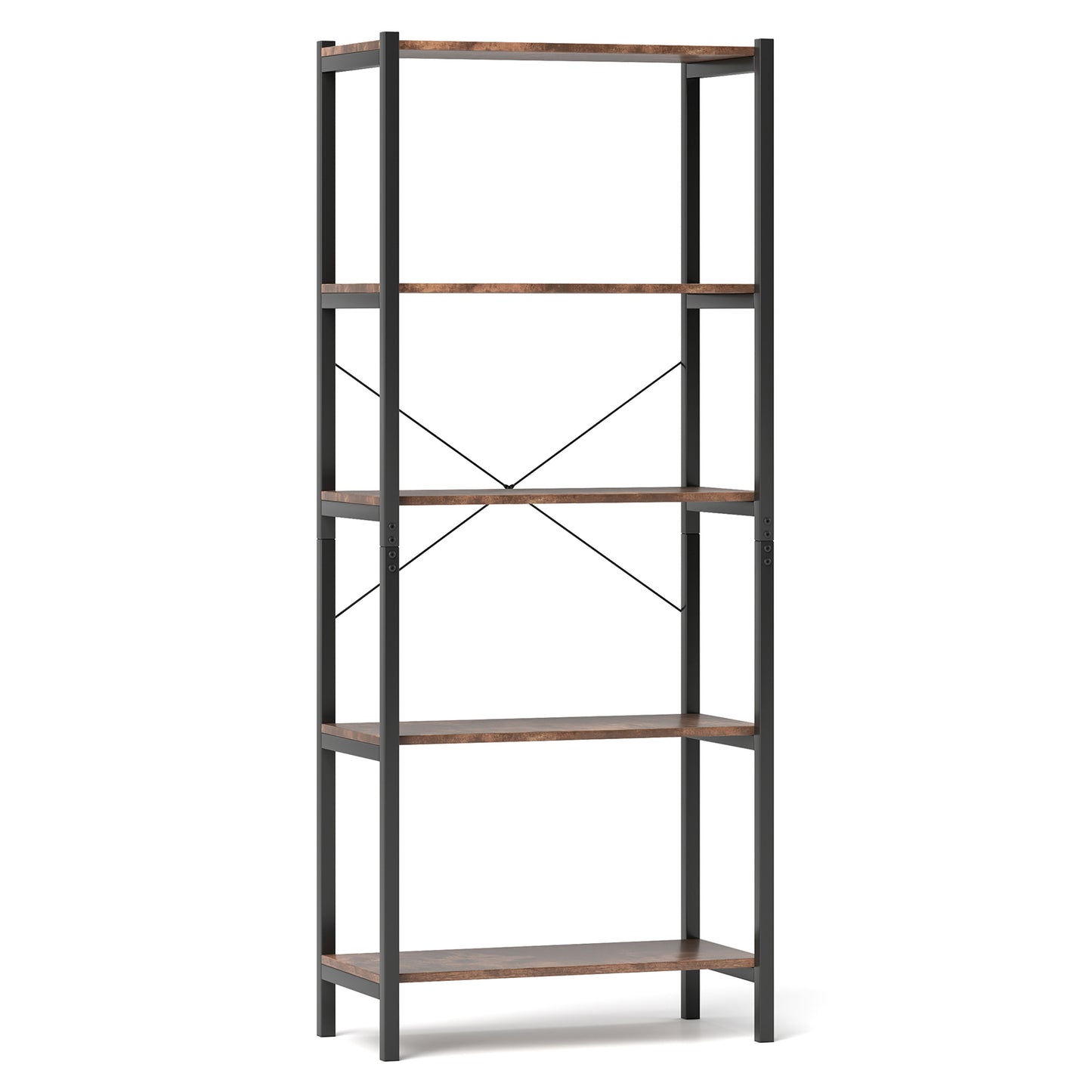 Multipurpose Open Bookcase Industrial Rack Wide Standing Storage Shelf-Brown Kids Crystal