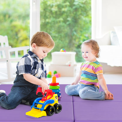 6 x 2 Feet Gymnastic Mat with Carrying Handles for Yoga-Purple