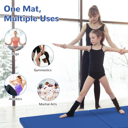 6 x 2 Feet Gymnastic Mat with Carrying Handles for Yoga-Blue