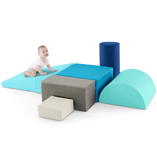 6 Pieces Foam Climbing Blocks Indoor Climb and Crawl Activity Playset with Rectangles-Navy Kids Crystal